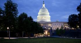 US Capitol Building at dusk