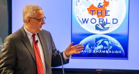 Professor David Shambaugh launching his book "China & the World" at the Elliott School, 2020.