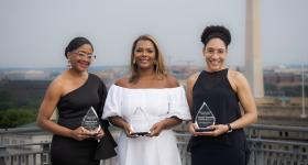 (Left to right) IMPACT Award winners Maranda Ward, Jessica Jackson and Monique Thornton are all health advocates for vulnerable populations. (Abby Greenawalt/GW Today)