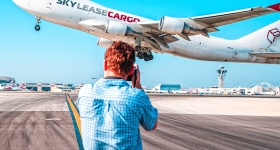 For his unique aviation photography, Ryan Patterson, BA ’22, MS ’23, gets up close and personal with airplanes like this 747 departing LAX in 2022. (Photos courtesy Ryan Patterson)