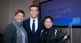 GW Trustee Michelle Rubin (l), junior Max Wiener and Pam Rubin.