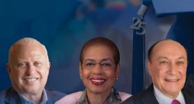 Mark Lerner (l), Eleanor Holmes Norton and Mark Shenkman will be awarded with honorary degrees at Commencement on the National Mall on May 18.