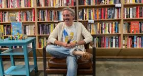 Alan Siegel, B.A. '05, is the author of a new book about “The Simpsons.” He returned to Washington, D.C., on a book tour over the summer, making a stop at Solid State Books. (Greg Varner/GW Today)